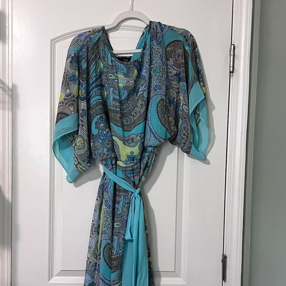 14W Aqua and Green Dress